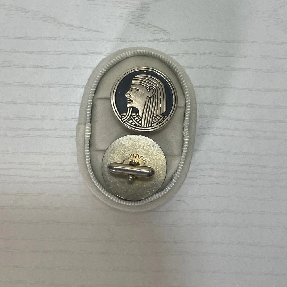 Vintage SWANK Egyptian Revival Cufflinks Pharaoh Gold Tone Unique Design‎